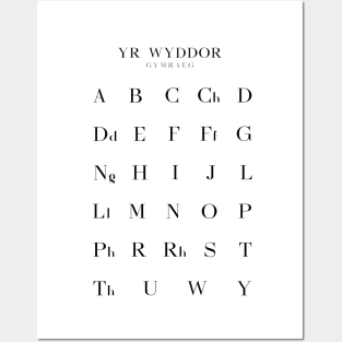 Welsh Alphabet Chart, Yr Wyddor Gymraeg Language Chart, White Posters and Art